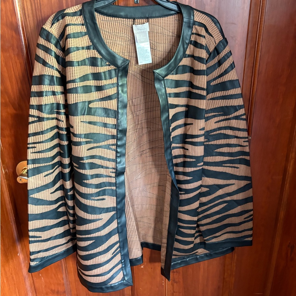 Chico's Black and Tan Zebra Print Blazer